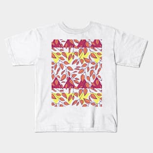 Minimalist Leaf Line Art Illustration as a Seamless Surface Pattern Design Kids T-Shirt